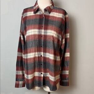 WEATHERPROOF VINTAGE Women's Plaid Flannel Button Down Shirt ~ Large